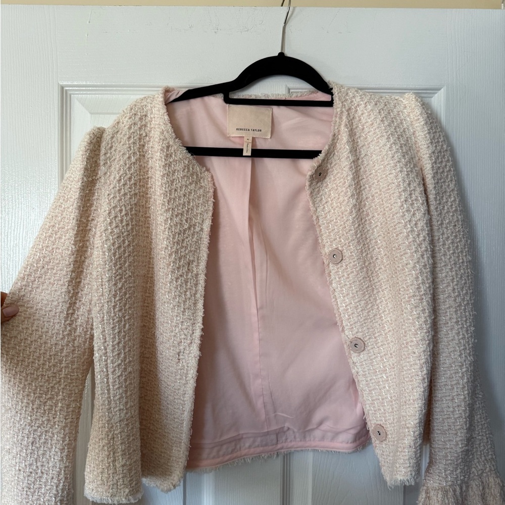 Rebecca Taylor light Pink/ White Tweed blazer coat